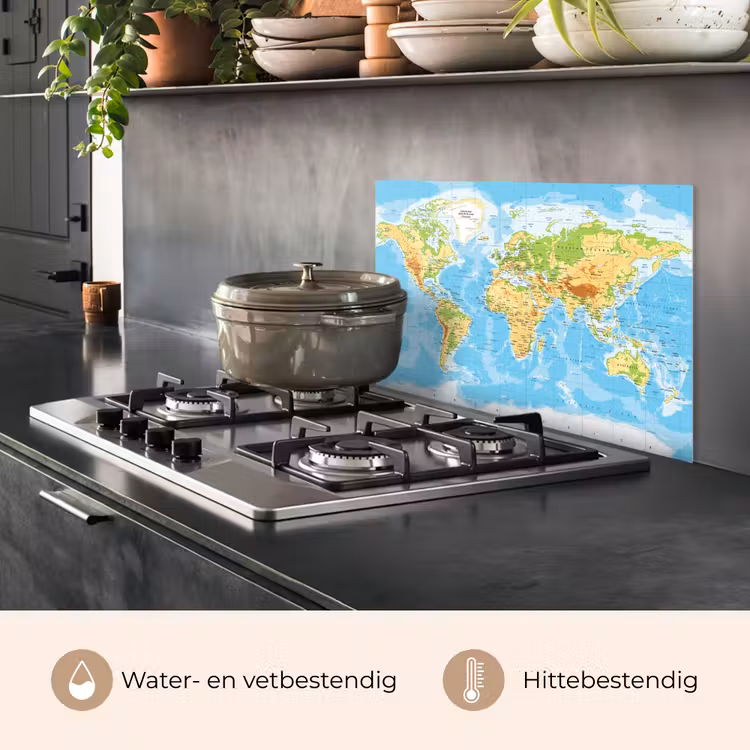 Wereldkaart - Staatkundig - Blauw - Aarde - Educatief keuken achterwand spatscherm klein -usp_NL