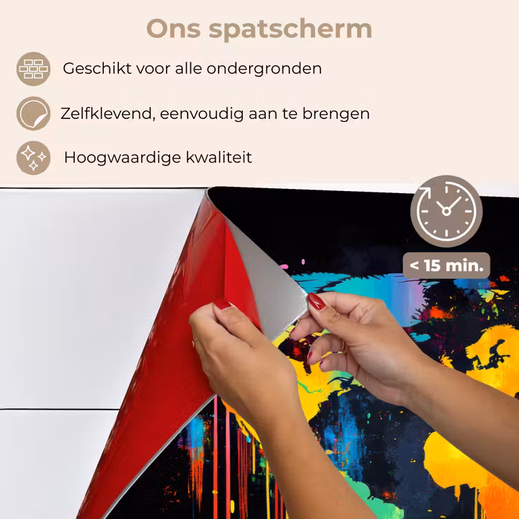 Wereldkaart - Verf - Kleurrijk - Graffiti - Wereld keuken achterwand spatscherm klein -spatscherm_NL