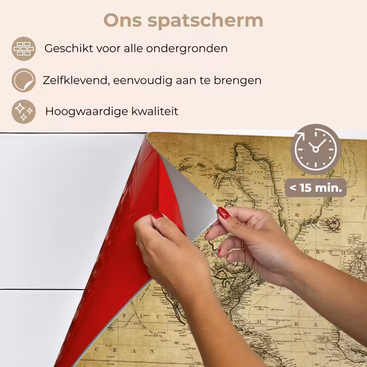 Wereldkaart - Vintage - Antiek - Bruin - Papier keuken achterwand spatscherm klein -spatscherm_NL