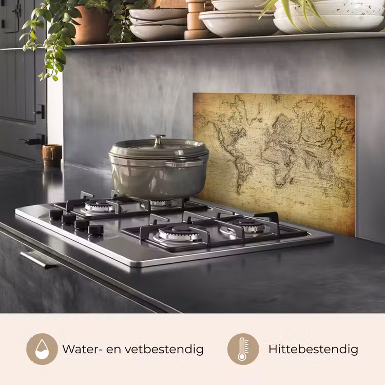 Wereldkaart - Vintage - Antiek - Bruin - Papier keuken achterwand spatscherm klein -usp_NL