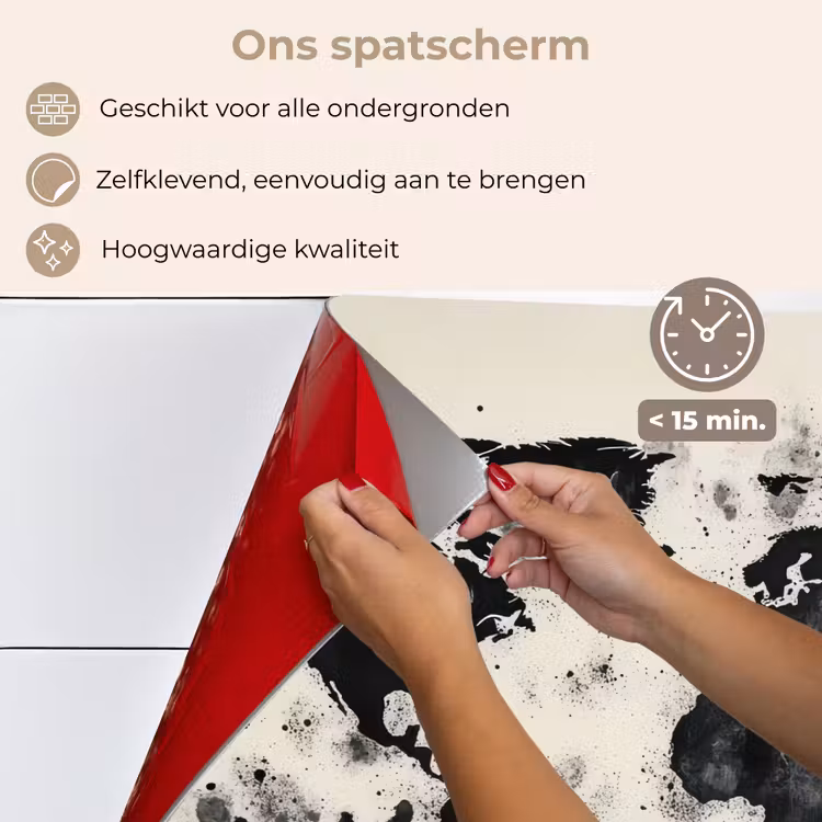 Wereldkaart - Zwart - Inkt keuken achterwand spatscherm klein -spatscherm_NL