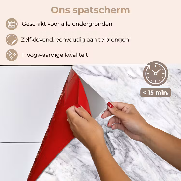 Wervelende - Grijsstructuur - Marmer - Wit keuken achterwand spatscherm klein 900 -spatscherm_NL