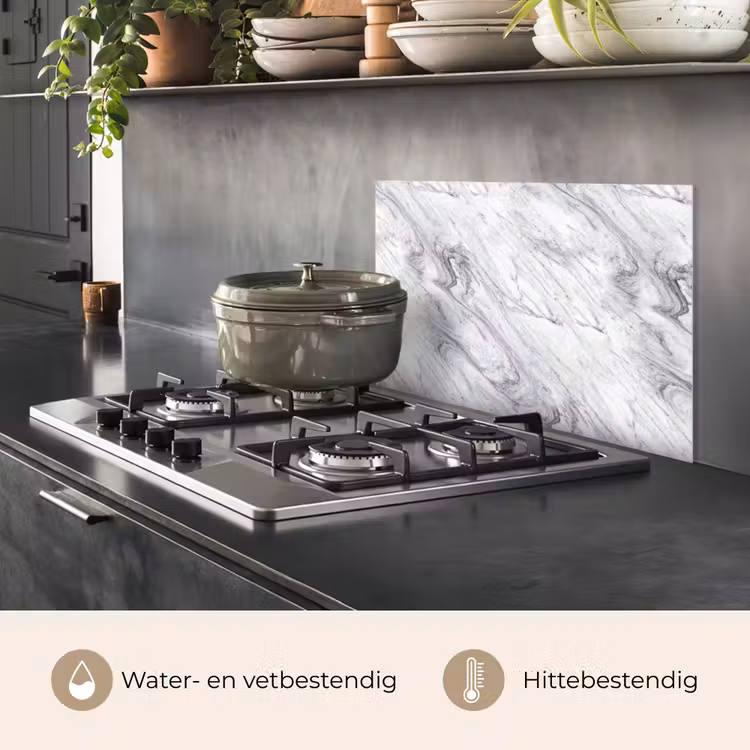Wervelende - Grijsstructuur - Marmer - Wit keuken achterwand spatscherm klein 900 -usp_NL