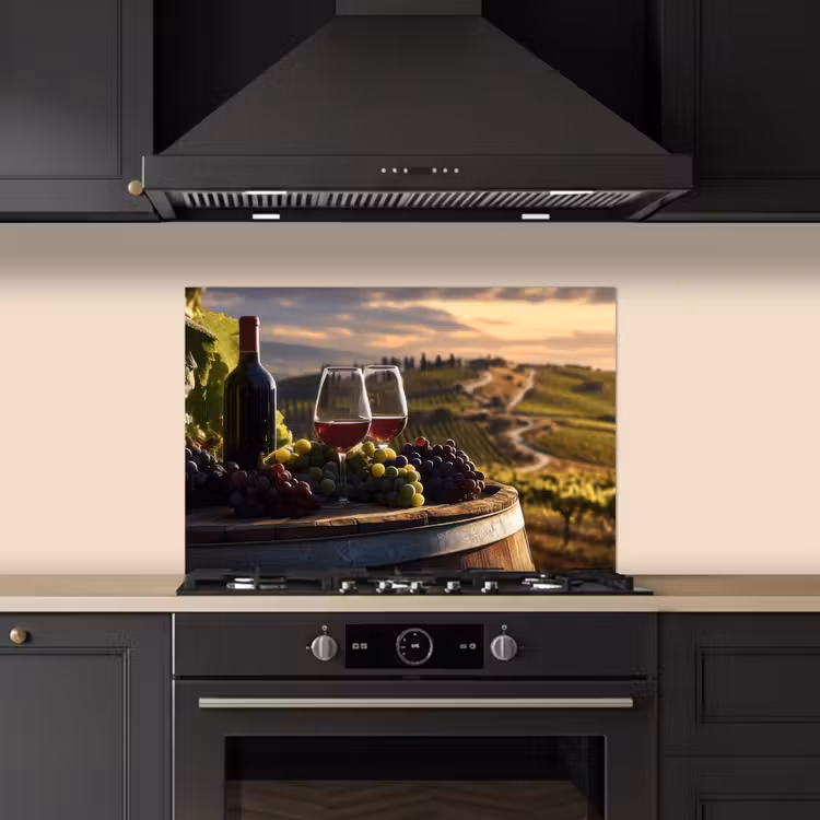 Wijn - Druiven - Heuvels - Landschap keuken achterwand spatscherm klein -sfeer1