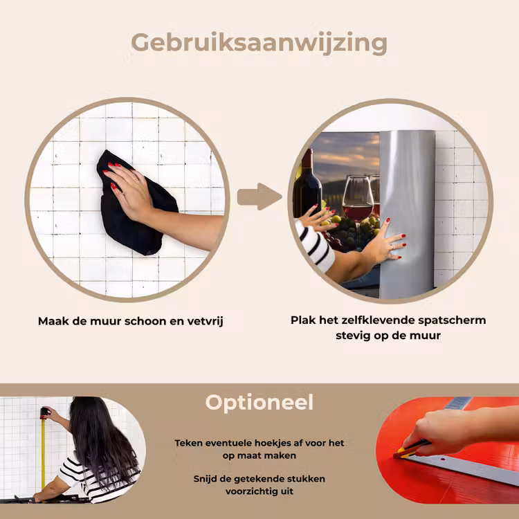 Wijn - Druiven - Heuvels - Landschap keuken achterwand spatscherm klein -gebruiksaanwijzing_NL