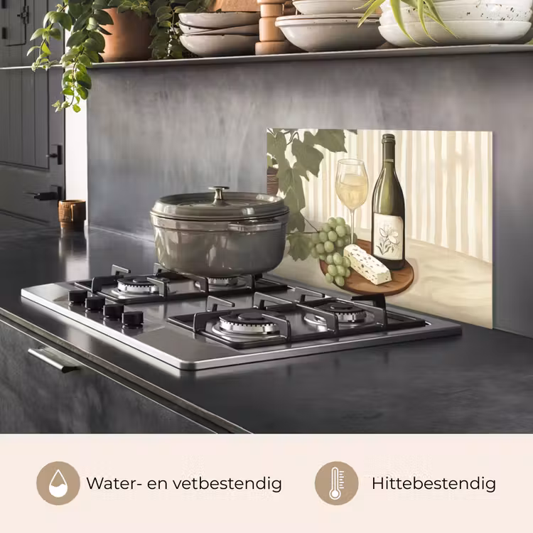 Wijn - Druiven - Kaas - Bladeren keuken achterwand spatscherm klein -usp_NL