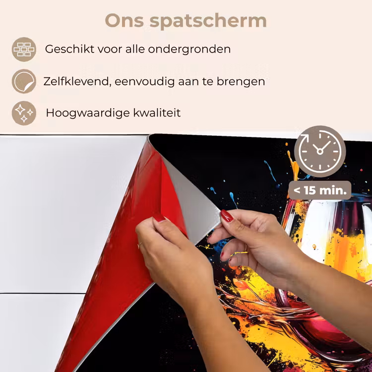Wijn - Glas - Graffiti - Borrel - Rood - Verf keuken achterwand spatscherm klein -spatscherm_NL
