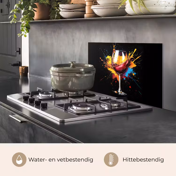 Wijn - Glas - Graffiti - Borrel - Rood - Verf keuken achterwand spatscherm klein -usp_NL