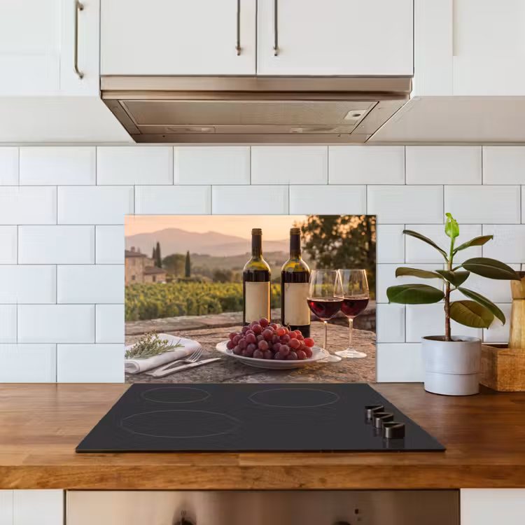 Wijn - Glazen - Druiven - Wijngaard keuken achterwand spatscherm klein -sfeer2