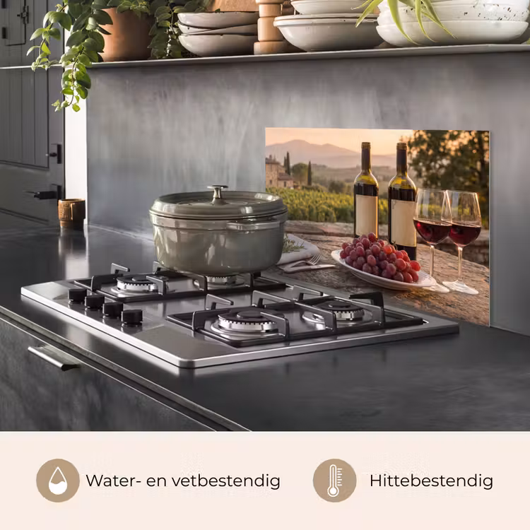 Wijn - Glazen - Druiven - Wijngaard keuken achterwand spatscherm klein -usp_NL