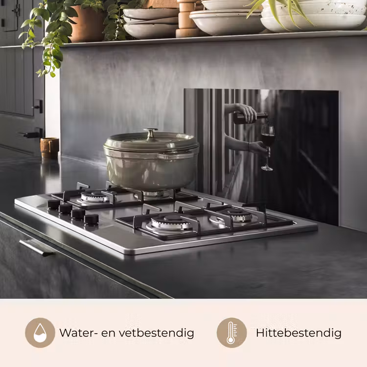 Wijnfles - Glas - Handen - Raam keuken achterwand spatscherm klein -usp_NL