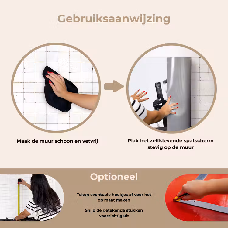 Wijnfles - Otter - Zwart keuken achterwand spatscherm klein -gebruiksaanwijzing_NL