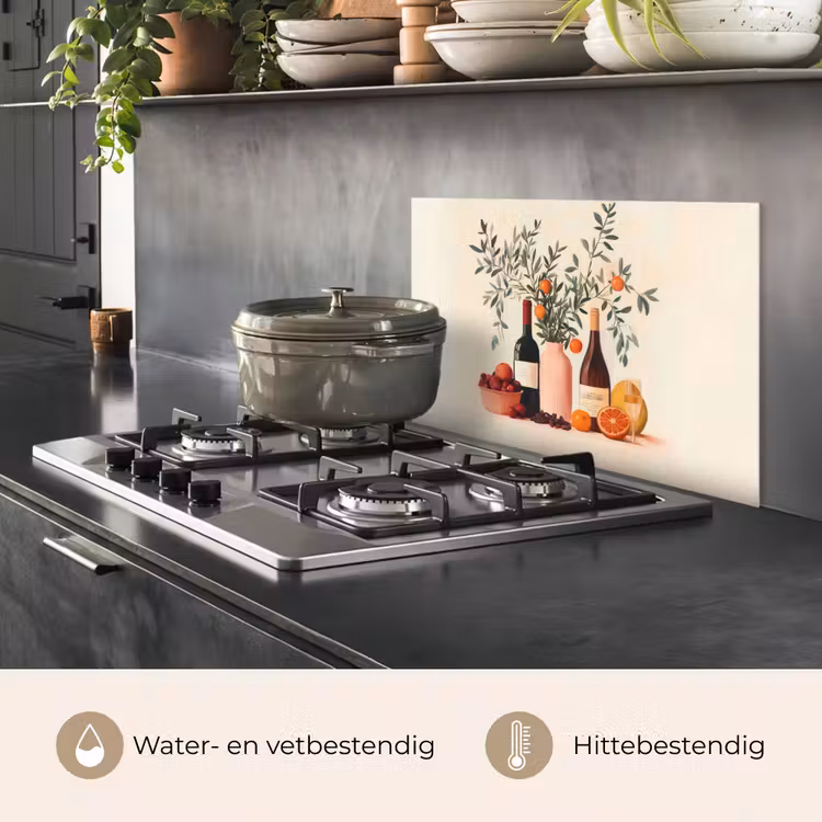 Wijnflessen - Takken - Sinaasappels keuken achterwand spatscherm klein -usp_NL