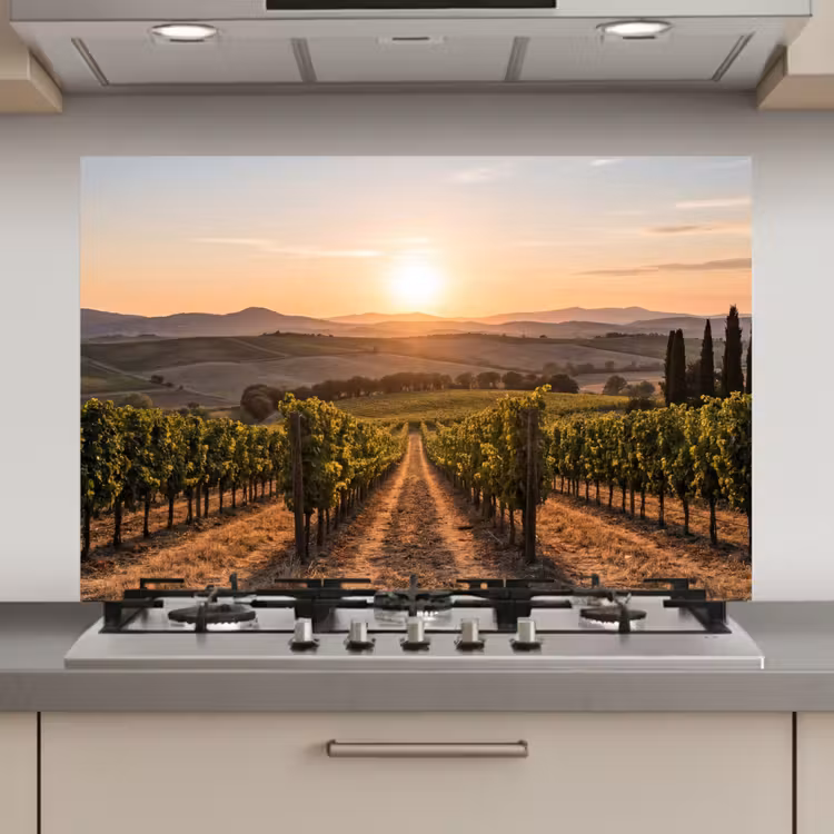 Wijngaard - Zonsondergang - Landschap keuken achterwand spatscherm klein -3d_website