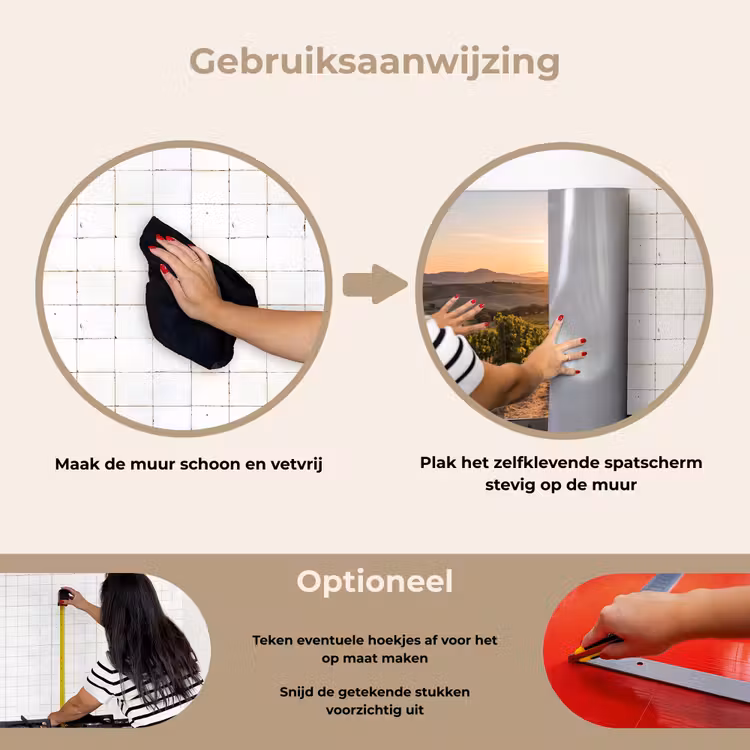 Wijngaard - Zonsondergang - Landschap keuken achterwand spatscherm klein -gebruiksaanwijzing_NL