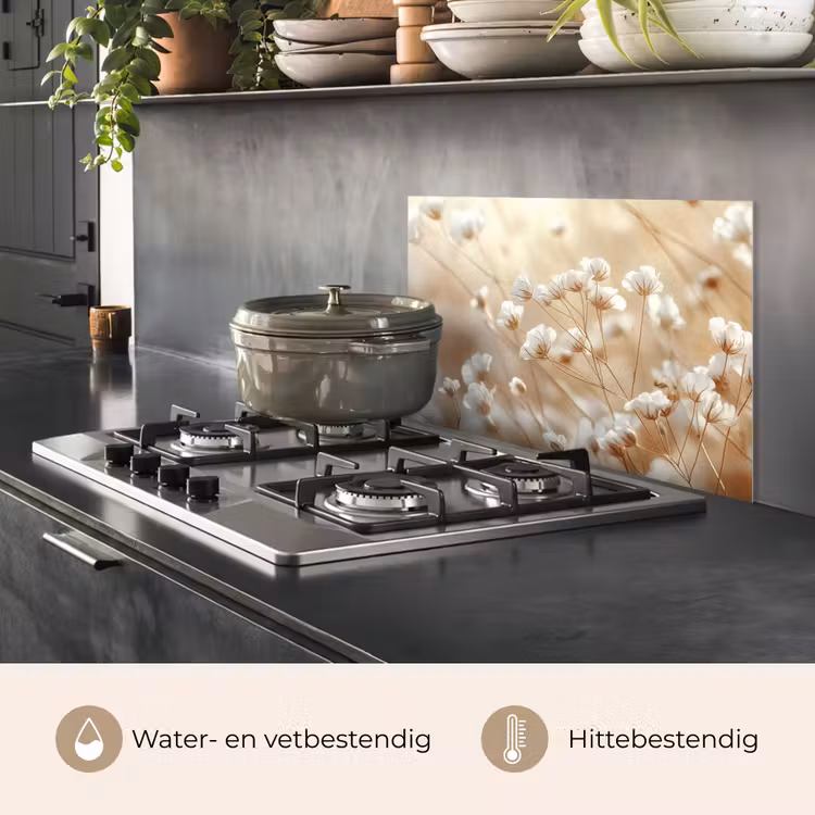 Wilde - Bloemen - Wit keuken achterwand spatscherm klein -usp_NL