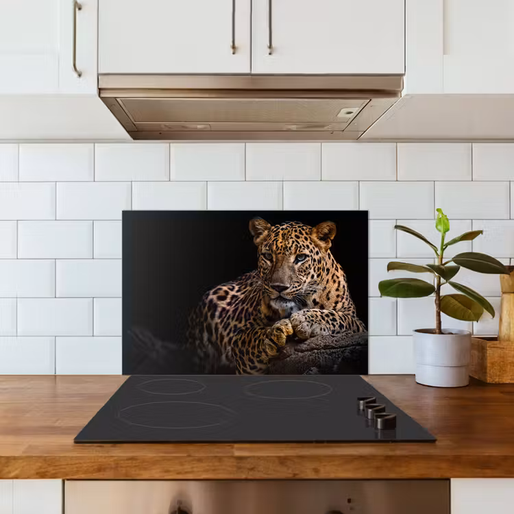 Wilde dieren - Panter - Portret - Zwart - Dieren keuken achterwand spatscherm klein -sfeer2