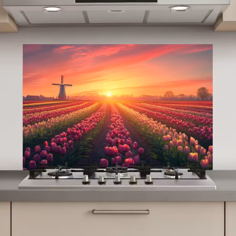 Windmolen - Zonsondergang - Landschap keuken achterwand spatscherm klein -3d_website