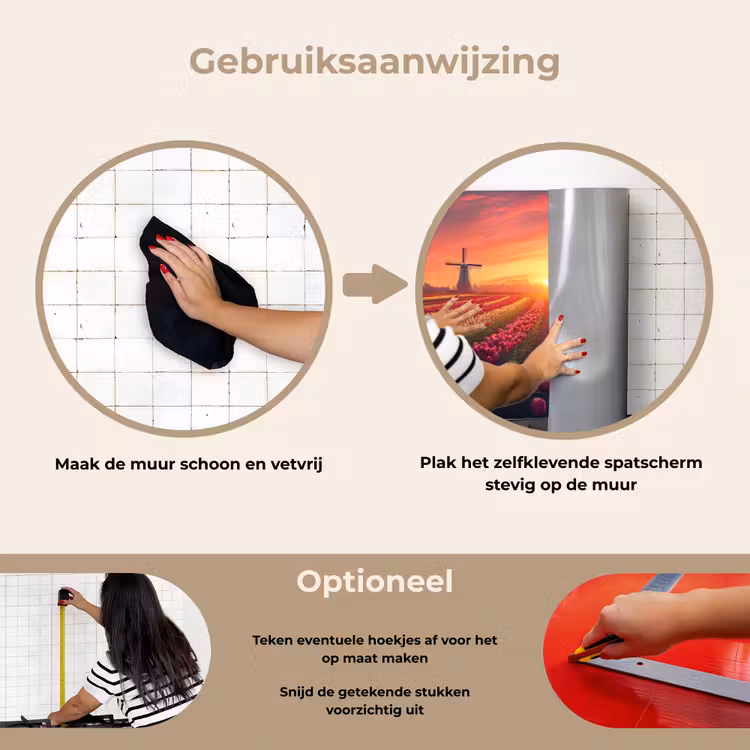 Windmolen - Zonsondergang - Landschap keuken achterwand spatscherm klein -gebruiksaanwijzing_NL