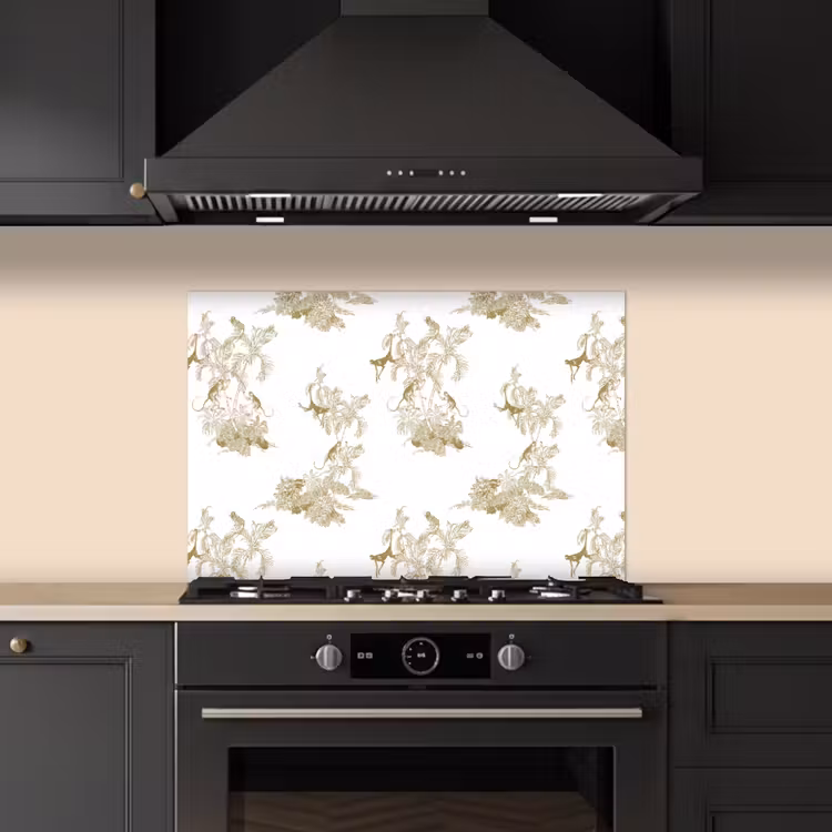 Wit - Apen - Beige keuken achterwand spatscherm klein 900 -sfeer1