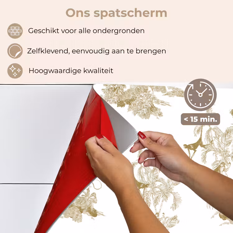 Wit - Apen - Beige keuken achterwand spatscherm klein 900 -spatscherm_NL