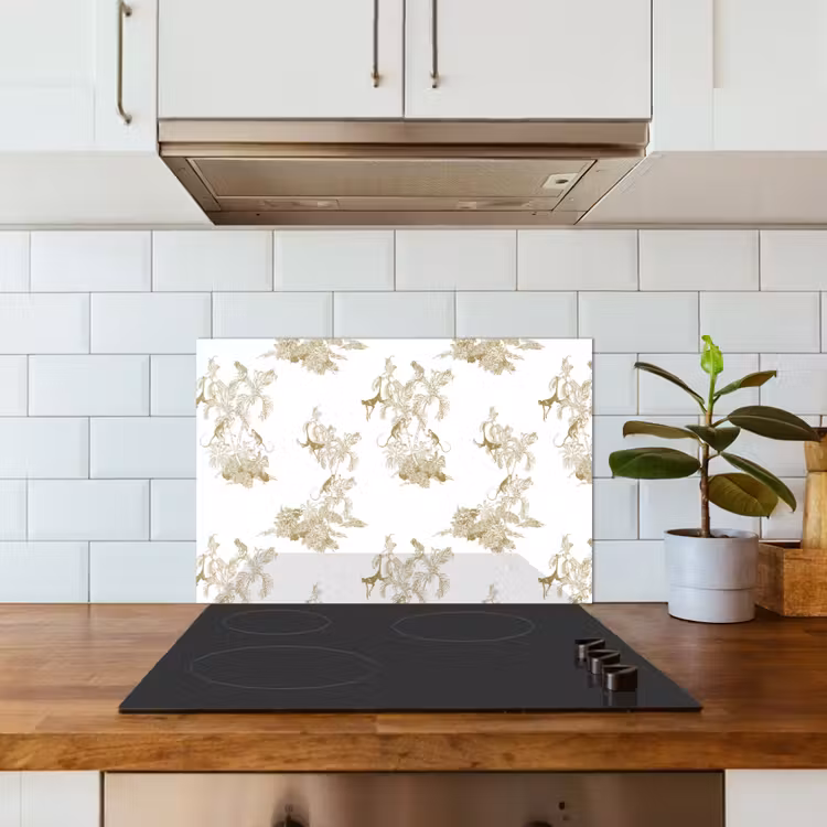 Wit - Apen - Beige keuken achterwand spatscherm klein 900 -sfeer2