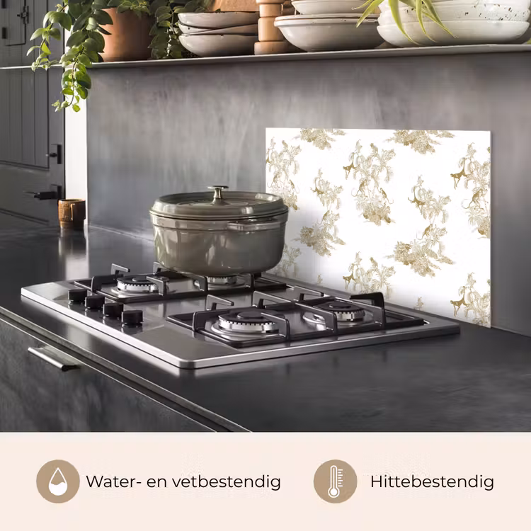 Wit - Apen - Beige keuken achterwand spatscherm klein 900 -usp_NL