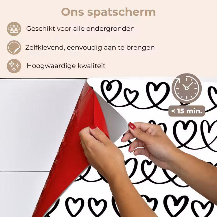 Wit - Harten - Verweven - Zwart keuken achterwand spatscherm klein 900 -spatscherm_NL