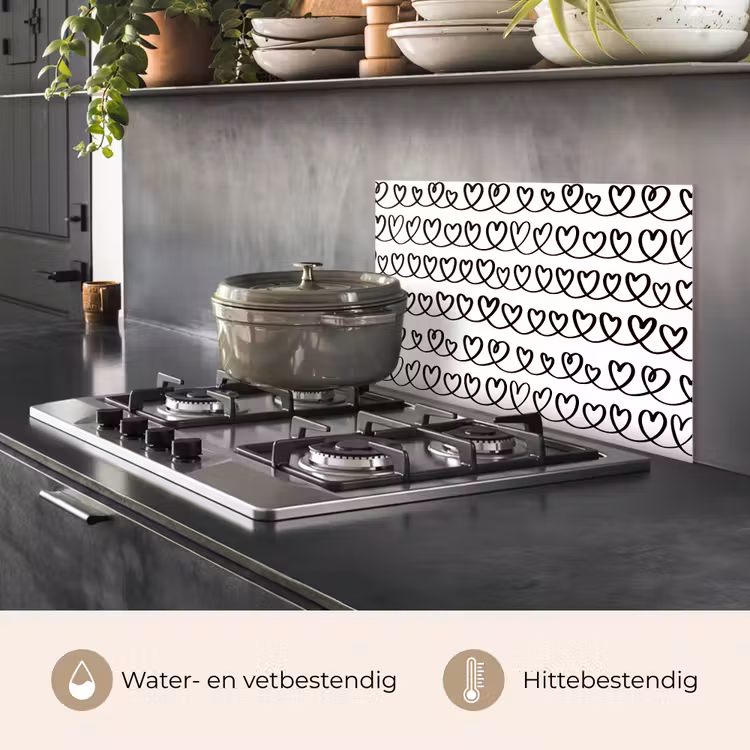 Wit - Harten - Verweven - Zwart keuken achterwand spatscherm klein 900 -usp_NL
