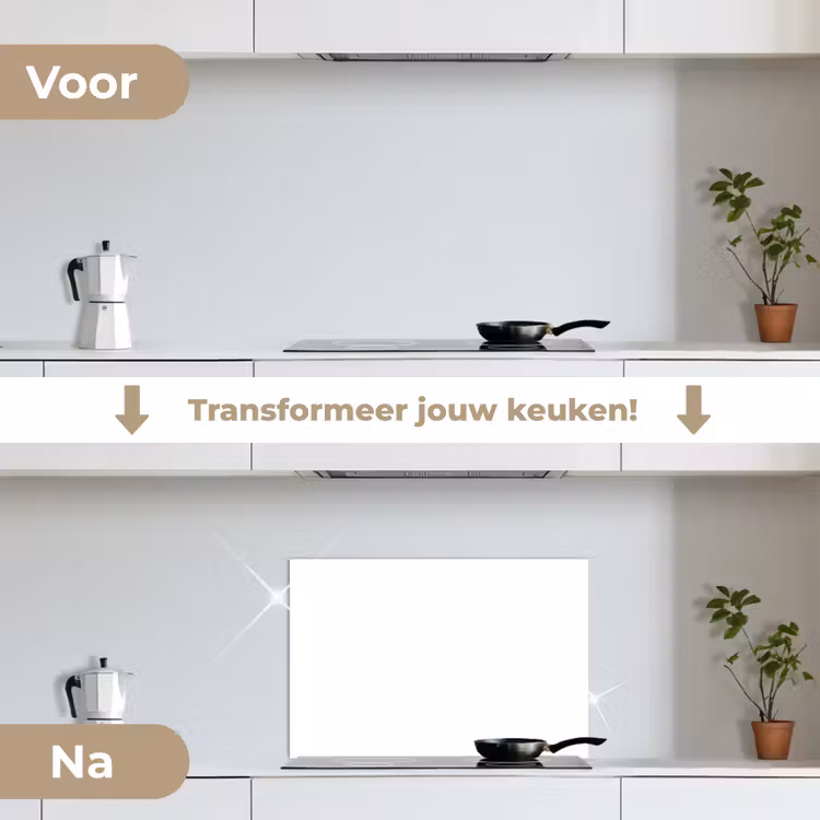 Wit - Kleuren - Neutraal keuken achterwand spatscherm klein 900 -voor_na_NL