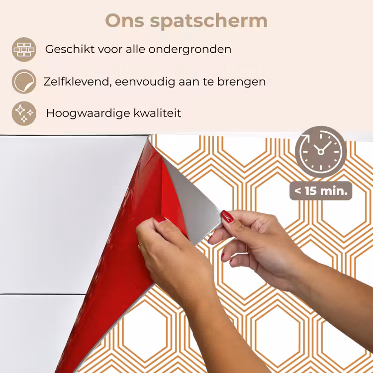 Wit - Patroon - Symmetrisch - Modern keuken achterwand spatscherm klein 900 -spatscherm_NL