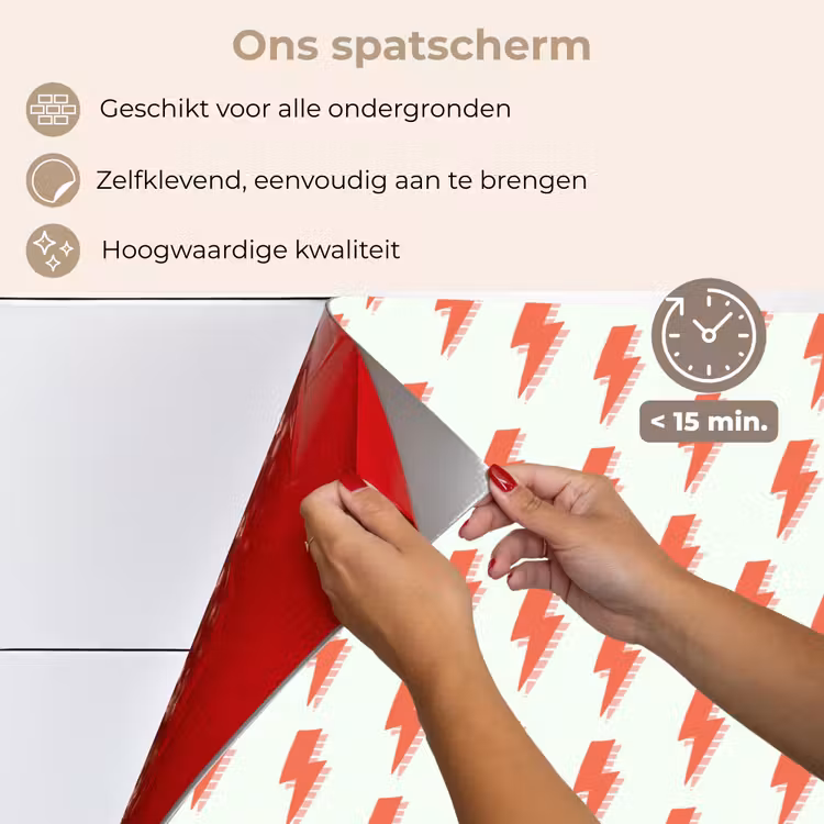 Wit - Rode - Bliksem keuken achterwand spatscherm klein 900 -spatscherm_NL