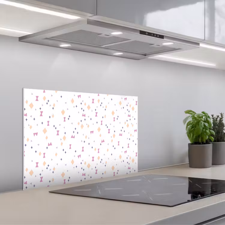 Wit - Vormen - Kleuren keuken achterwand spatscherm klein 900 -3d_schuin