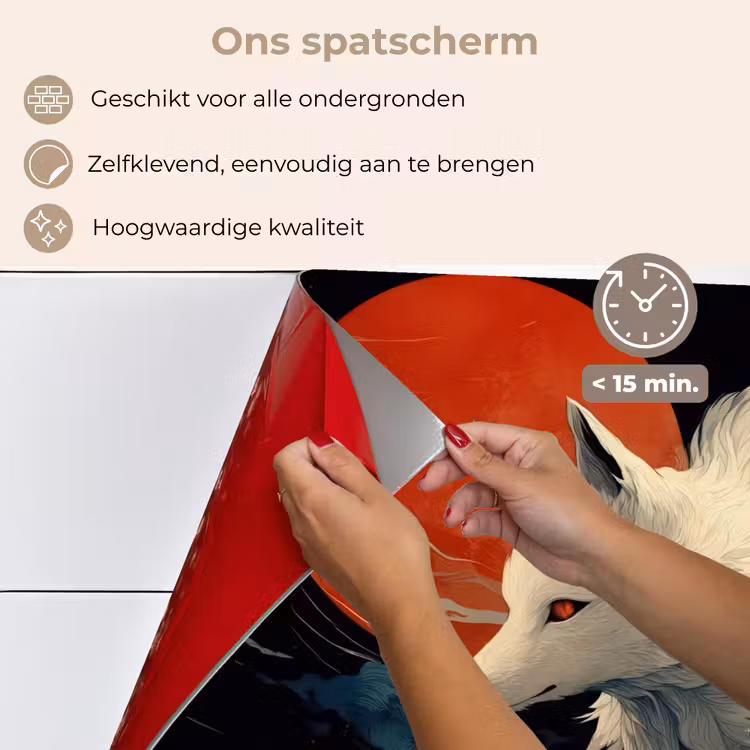 Witte vos - wolken - maan keuken achterwand spatscherm klein -spatscherm_NL
