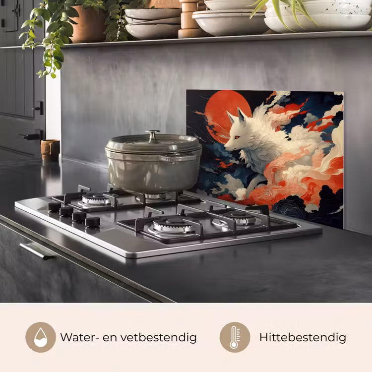 Witte vos - wolken - maan keuken achterwand spatscherm klein -usp_NL