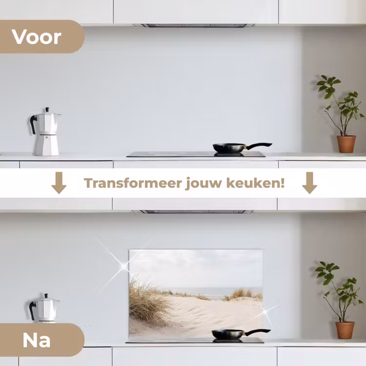 Wolken - Duinlandschap - Zand keuken achterwand spatscherm klein -voor_na_NL