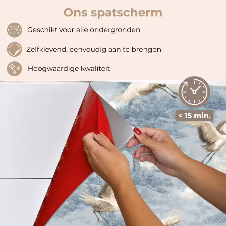 Wolken - Kraanvogels - Blauw keuken achterwand spatscherm klein 900 -spatscherm_NL