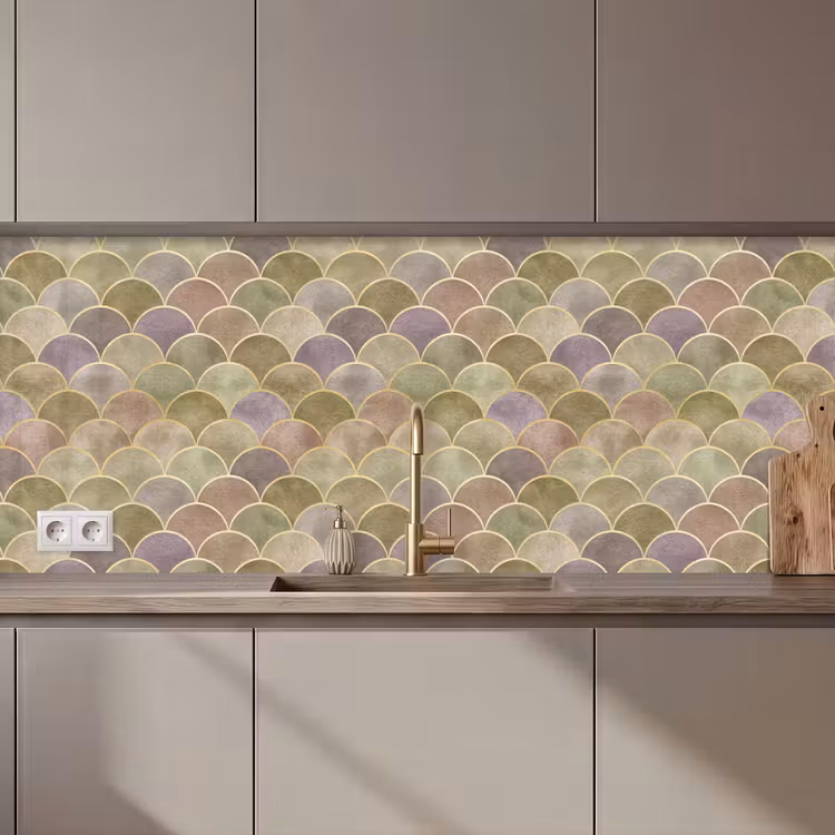Keuken achterwand - Zacht - Goud - Kleurrijk