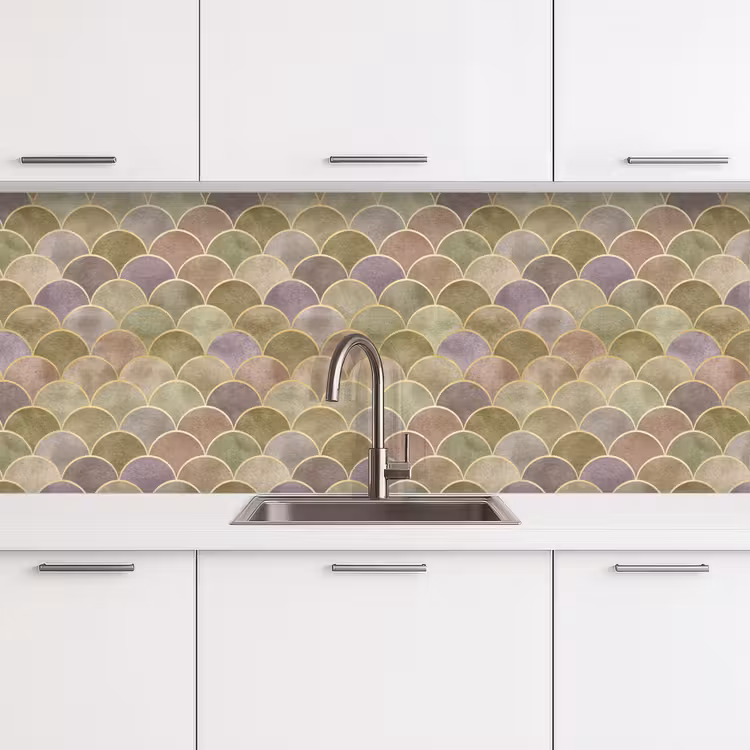 Zacht - Goud - Kleurrijk keuken achterwand 2 middel 871 -3d