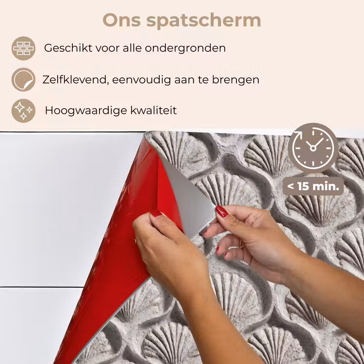Zand - Schelpenvorm - Grijs keuken achterwand spatscherm klein 900 -spatscherm_NL