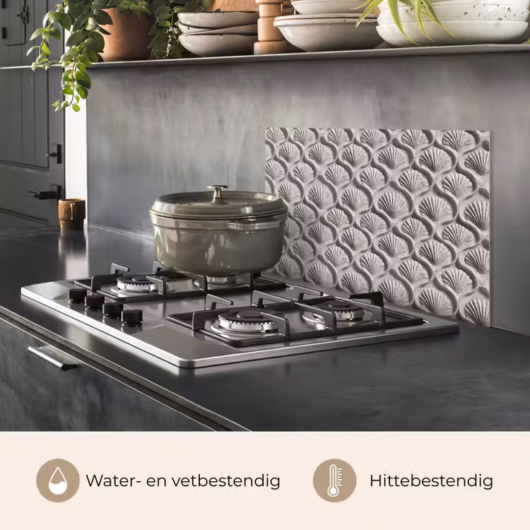 Zand - Schelpenvorm - Grijs keuken achterwand spatscherm klein 900 -usp_NL