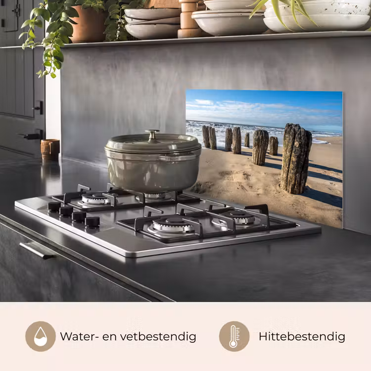 Zand - Strand - Paal - Water - Zomer keuken achterwand spatscherm klein -usp_NL
