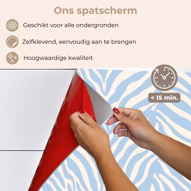 Zebra - Motief - Blauw - Wit keuken achterwand spatscherm klein 900 -spatscherm_NL