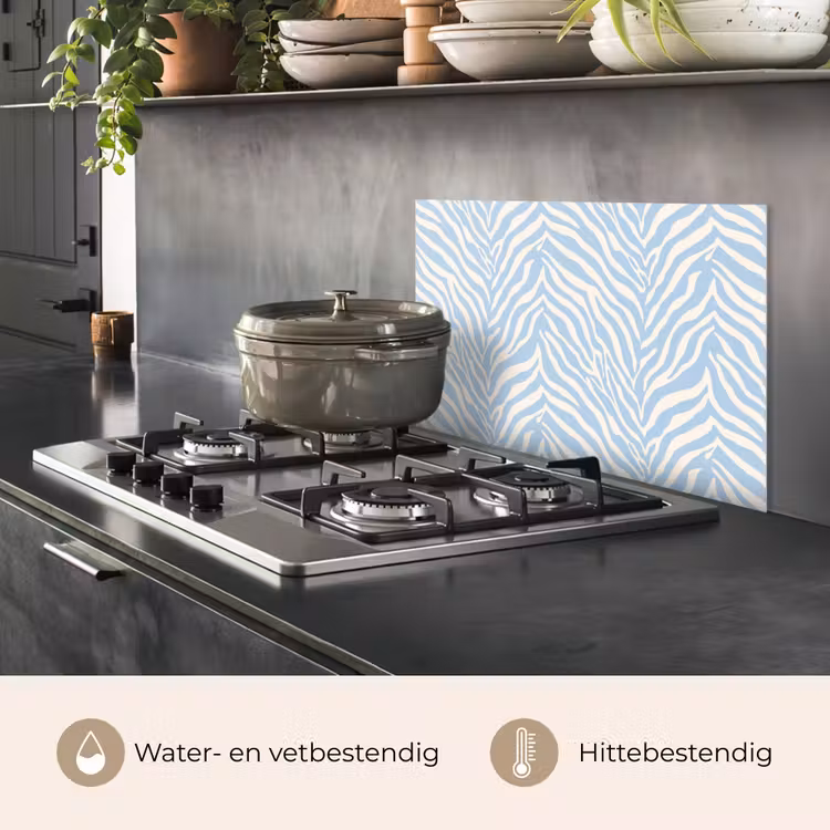 Zebra - Motief - Blauw - Wit keuken achterwand spatscherm klein 900 -usp_NL