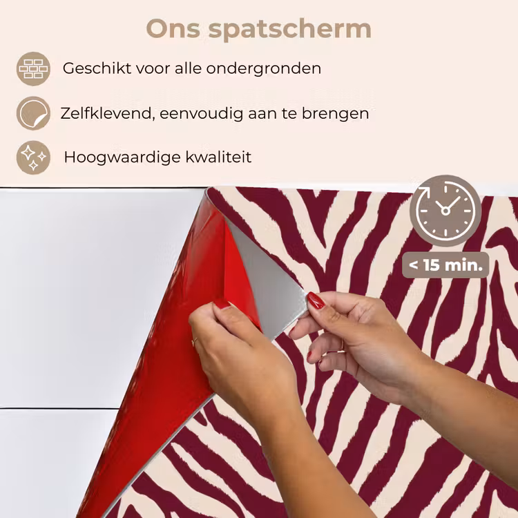 Zebra - Motief - Bordeaux - Rood keuken achterwand spatscherm klein 900 -spatscherm_NL
