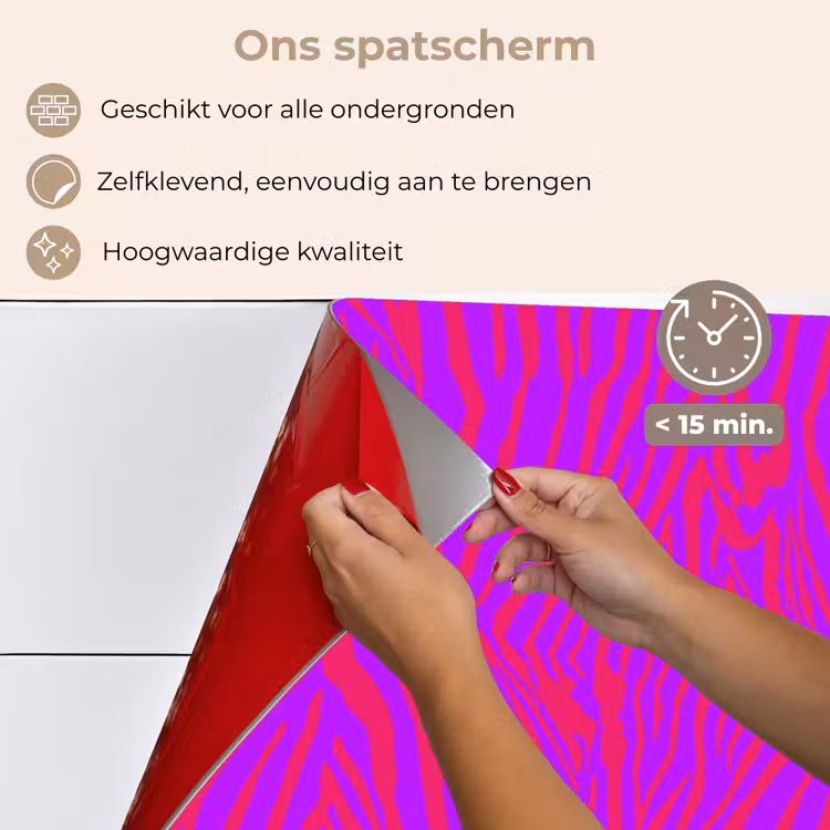 Zebra - Neon - Roze - Paars keuken achterwand spatscherm klein 900 -spatscherm_NL