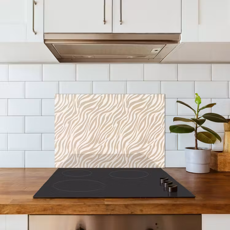 Zebra - Patroon - Beige keuken achterwand spatscherm klein 900 -sfeer2