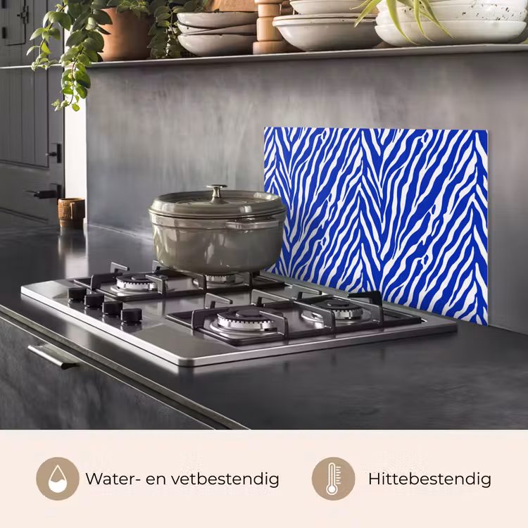 Zebra - Patroon - Kobalt - Blauw keuken achterwand spatscherm klein 900 -usp_NL