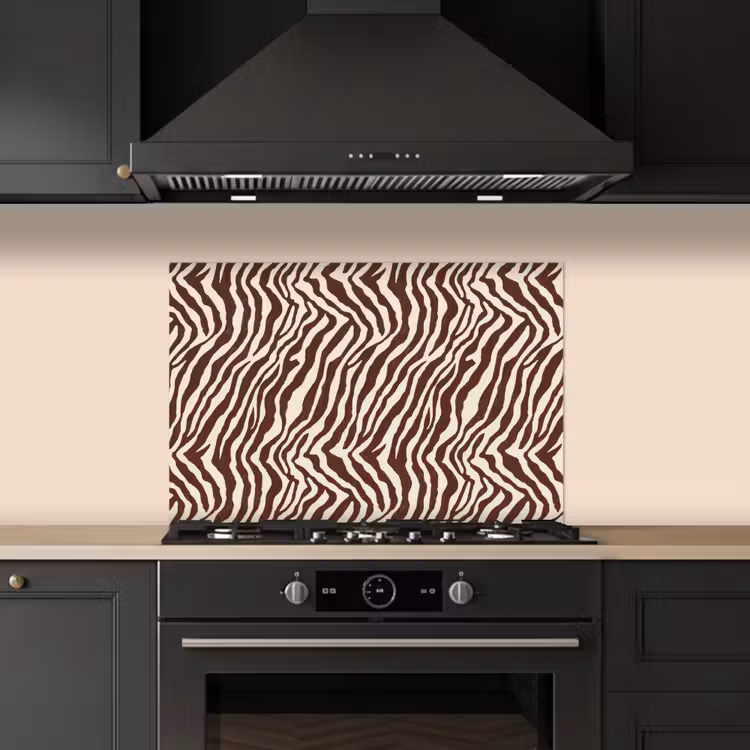 Zebra - Patroon - Zwart - Wit keuken achterwand spatscherm klein 900 -sfeer1