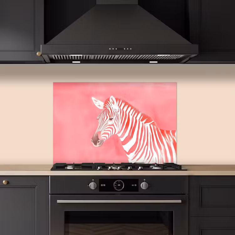 Zebra - Pink - Verf keuken achterwand spatscherm klein -sfeer1